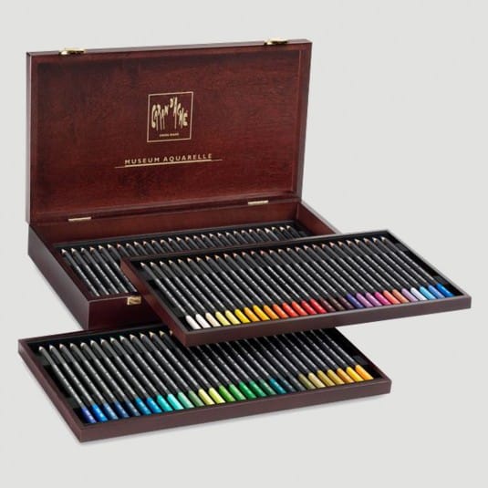 Caran d'Ache Prismalo, matite colorate acquerellabili, confezione in legno  con 80 colori