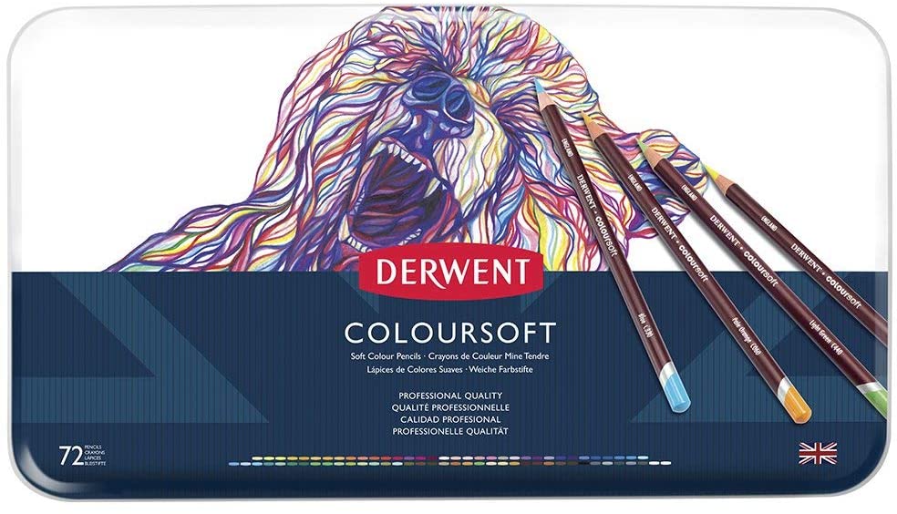 Confezione da 72 72 tonalità Derwent Coloursoft Matite Colorate in Scatola di Metallo 